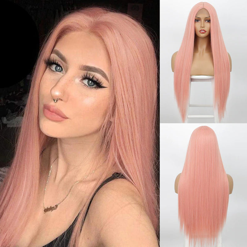 Long Straight White Cosplay Wigs Synthetic Wigs for Women 60 613 Blonde Grey Pink Black Color for Daily Party Lolita