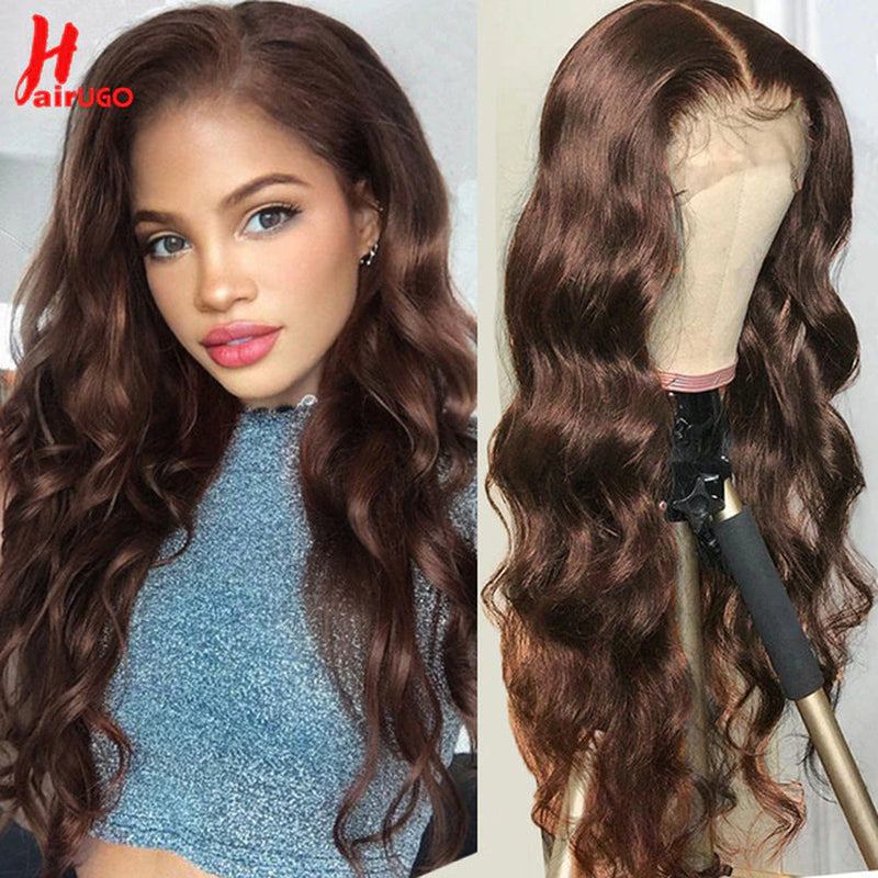 Honey Blonde 4X4 Lace Closure Wigs 27# Body Wave Lace Closure Human Hair Wigs Transparent Lace Wigs Pre Plucked Fast Shipping