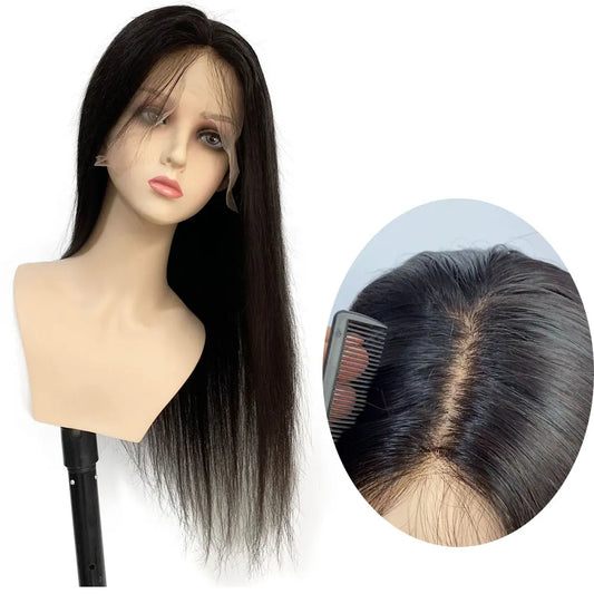 28" Soft Silk Base Full Lace Wig Human Hair 5”x4.5“ Silk Top Wig