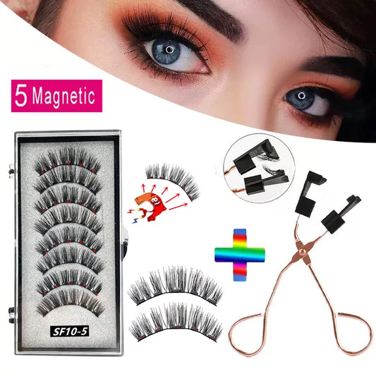 4 pairs 5 Magnets 3D Magnetic False Eyelashes Handmade Artificial Faux