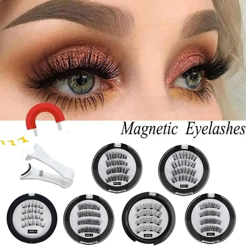 2 Pair 3D Magnetic False Eyelashes Reusable Magnetic 4 Lashes With