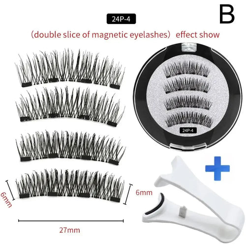 2 Pair 3D Magnetic False Eyelashes Reusable Magnetic 4 Lashes With