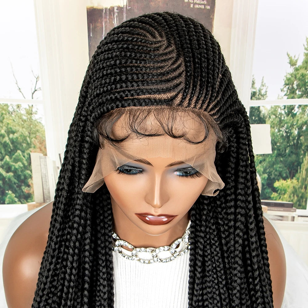 New Arrival Synthetic Lace Frontal Braided Wigs for Black Women 34