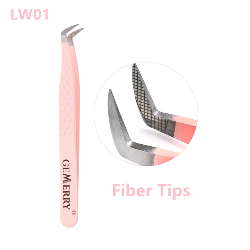 Gemerry 1 pcs Pink Stainless Steel Tweezers Eyelash Extensions High