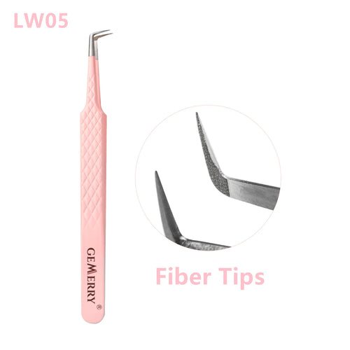 Gemerry 1 pcs Pink Stainless Steel Tweezers Eyelash Extensions High