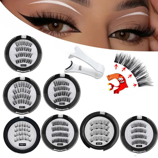 2 Pair 3D Magnetic False Eyelashes Reusable Magnetic 4 Lashes With