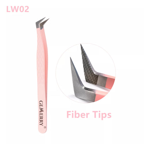 Gemerry 1 pcs Pink Stainless Steel Tweezers Eyelash Extensions High