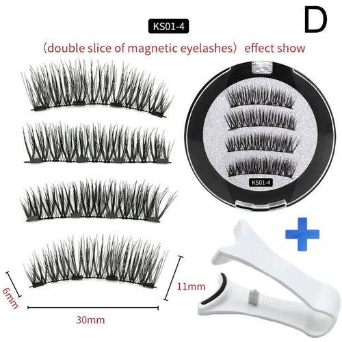 2 Pair 3D Magnetic False Eyelashes Reusable Magnetic 4 Lashes With