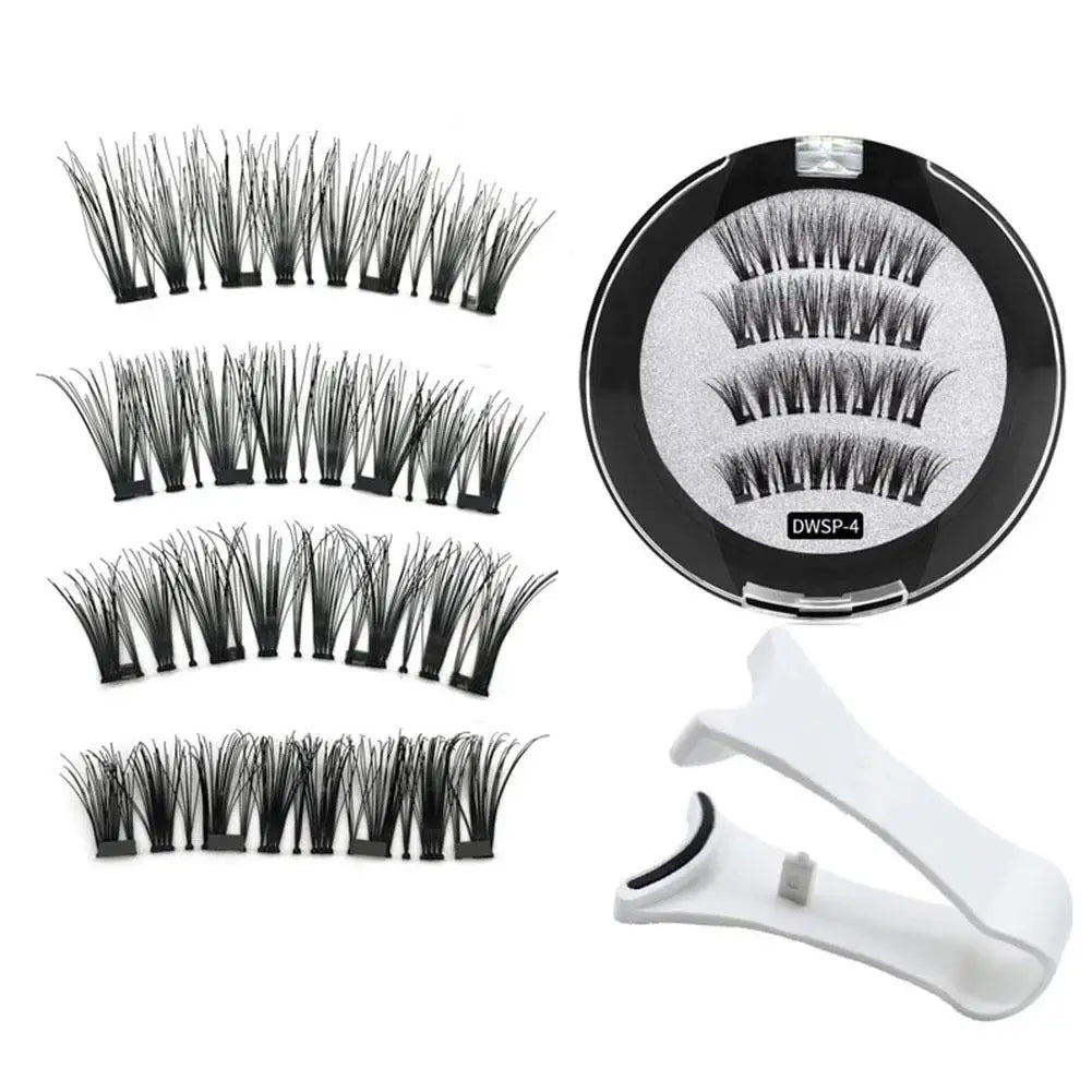 2 Pair 3D Magnetic False Eyelashes Reusable Magnetic 4 Lashes With