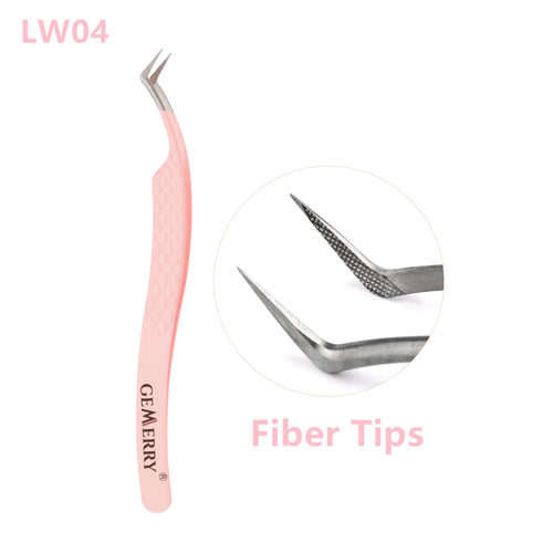 Gemerry 1 pcs Pink Stainless Steel Tweezers Eyelash Extensions High