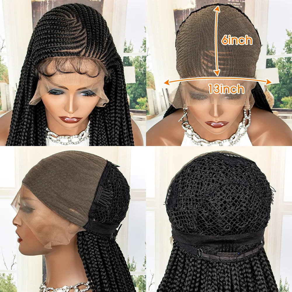 New Arrival Synthetic Lace Frontal Braided Wigs for Black Women 34