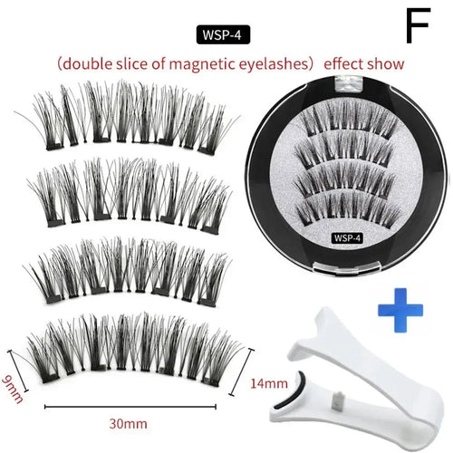 2 Pair 3D Magnetic False Eyelashes Reusable Magnetic 4 Lashes With