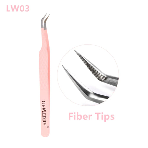 Gemerry 1 pcs Pink Stainless Steel Tweezers Eyelash Extensions High