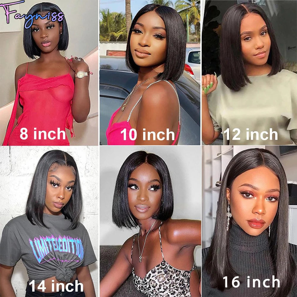 Fayniss Straight Bob Wigs Human Hair Wear and Go Glueless 4x4 Lace