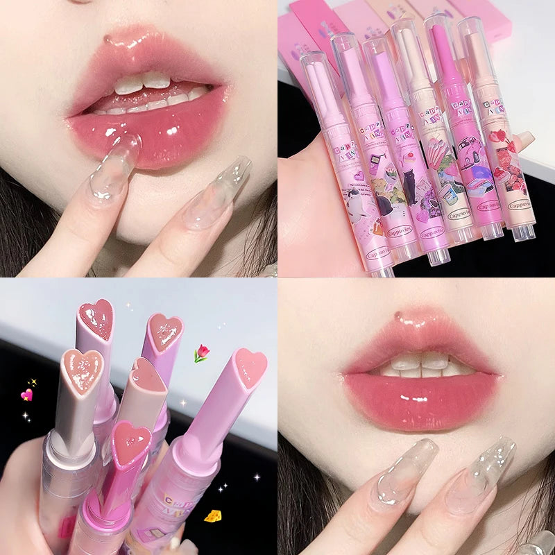 CAPPUVNI Clear Mirror Lipstick Pencil Waterproof Water Light Lip Glaze