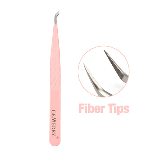 Gemerry 1 pcs Pink Stainless Steel Tweezers Eyelash Extensions High