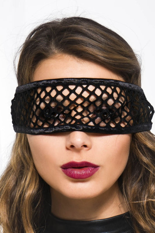 Music Legs 70844-BLACK Fishnet Mask, Black