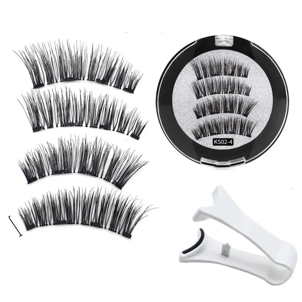 2 Pair 3D Magnetic False Eyelashes Reusable Magnetic 4 Lashes With