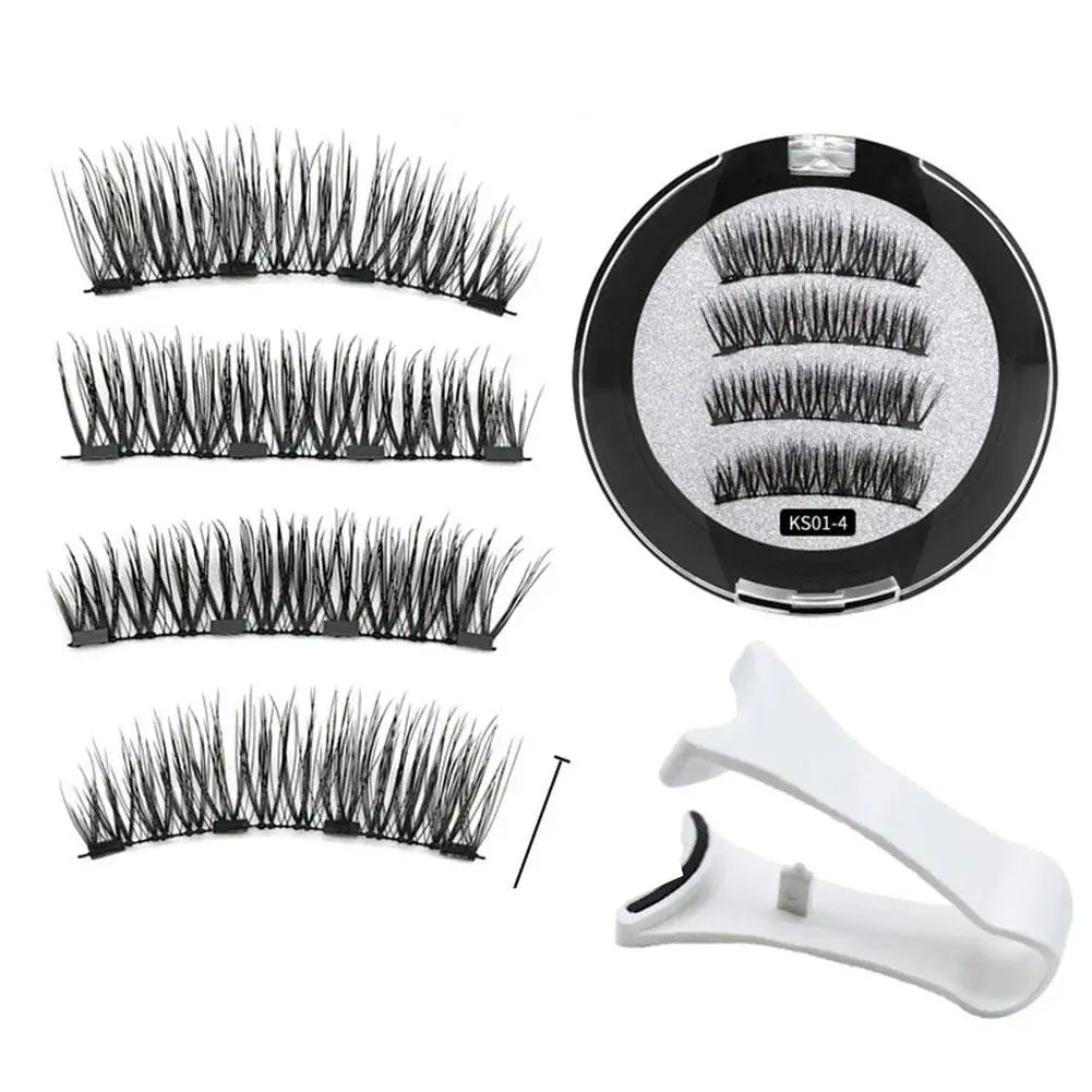 2 Pair 3D Magnetic False Eyelashes Reusable Magnetic 4 Lashes With