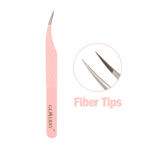 Gemerry 1 pcs Pink Stainless Steel Tweezers Eyelash Extensions High