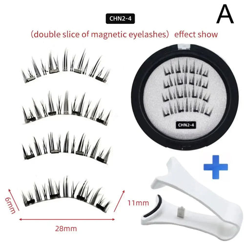 2 Pair 3D Magnetic False Eyelashes Reusable Magnetic 4 Lashes With