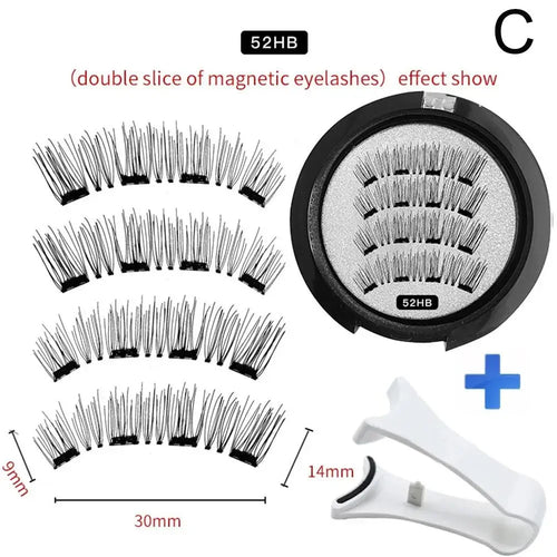 2 Pair 3D Magnetic False Eyelashes Reusable Magnetic 4 Lashes With