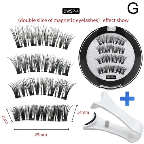 2 Pair 3D Magnetic False Eyelashes Reusable Magnetic 4 Lashes With