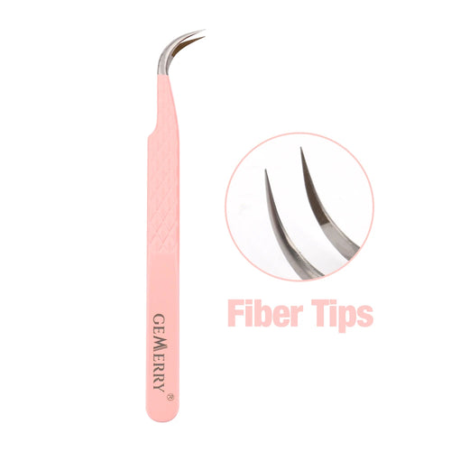 Gemerry 1 pcs Pink Stainless Steel Tweezers Eyelash Extensions High