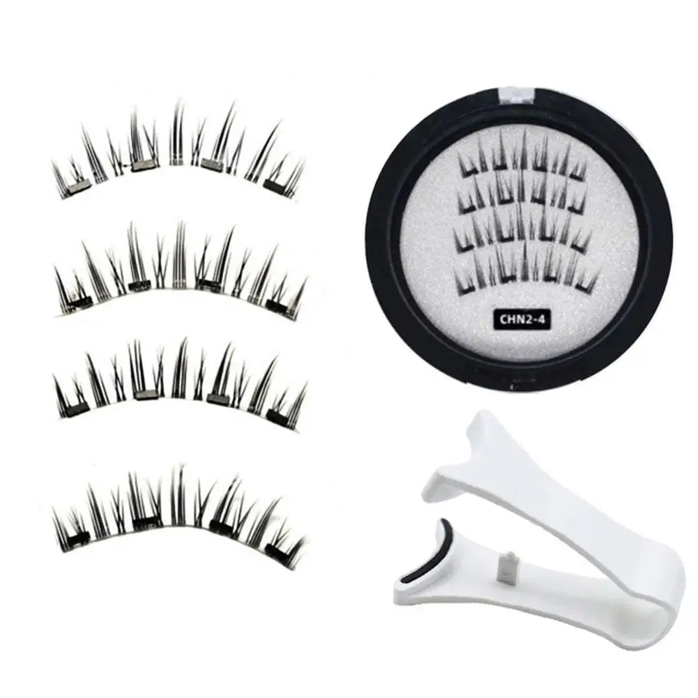 2 Pair 3D Magnetic False Eyelashes Reusable Magnetic 4 Lashes With