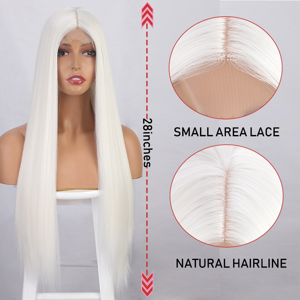 Long Straight White Cosplay Wigs Synthetic Wigs for Women 60 613 Blonde Grey Pink Black Color for Daily Party Lolita